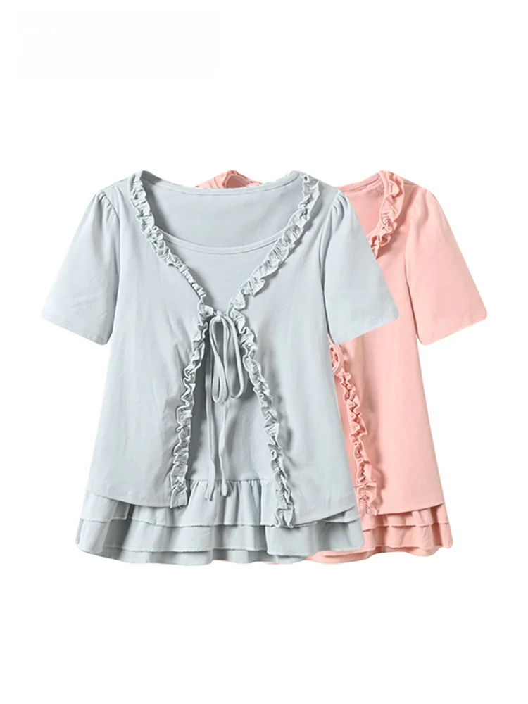 

Summer New Style Women's Large Size Short Sleeve T-Shirt Asymmetric Design Regular Fit French Style Polyester Fiber Top