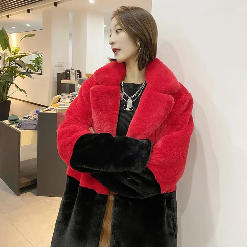 Women Long Lapel Faux Fur Jacket Plush Winter Coats Fluffy Luxury Artificial Fur Jacket Teddy Female Fake Natural Fur Coat Women