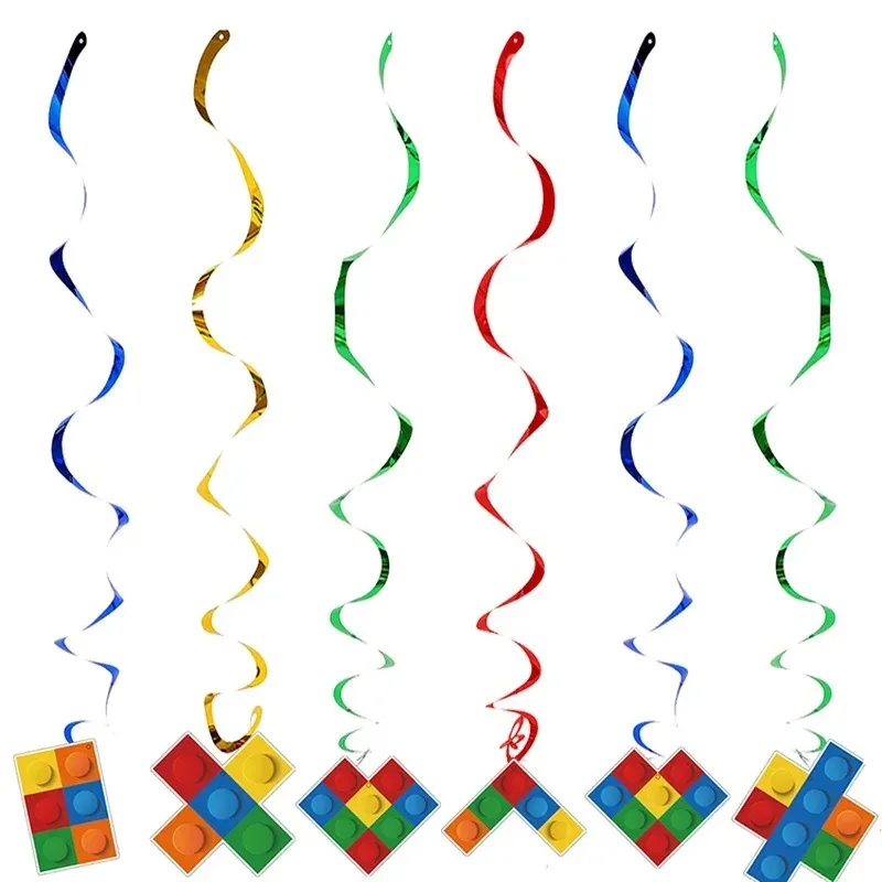 Building-blocks Kids Birthday Party Supplies Balloons Set Disposable Tableware Baby Shower Popcorn Box Tablecloth Kids Gifts