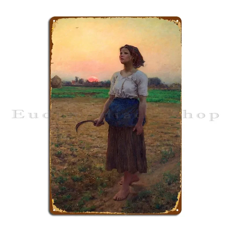Jules Breton Song Of The Lark Placa de Metal pintura de cine decoración de pared impresión decoración de pared cartel de estaño