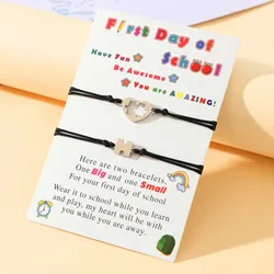 New School Season Woven Bracelets Stainless Steel Heart shaped Puzzle Back to School Season Parent-child Handrope Gift Who