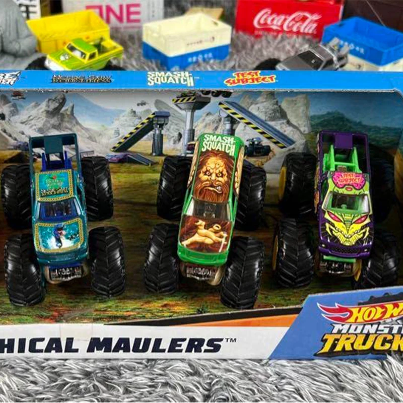 Hot Wheels Monster Trucks Mythical Maulers Diecast Car 4-Pack 1:64 Scale Metals Toy Trucks Boys Collectible Toy Cars Gifts GJG94