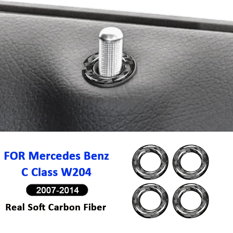 For Mercedes Benz C Class W204 2007-2014 Carbon Fiber Car Door Lock Switch Buttons Trim Frame Decorative Modification Sticker
