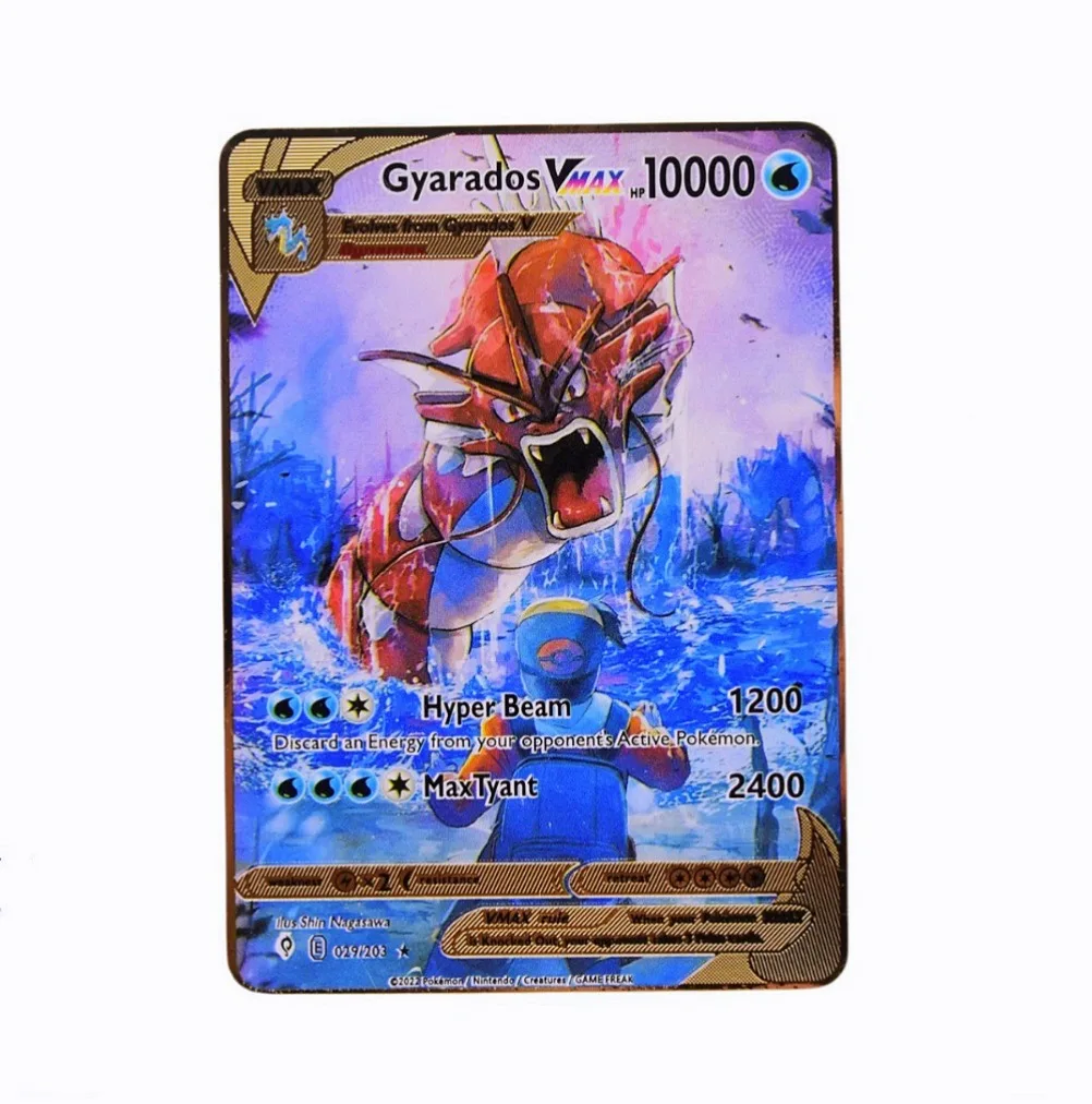 Metal Pokémon Letters Pokemon Card Pikachu Vmax Charizard Lugia Vstar Mew Anime Games Cards Golden Iron Letter Kids Toys Gifts