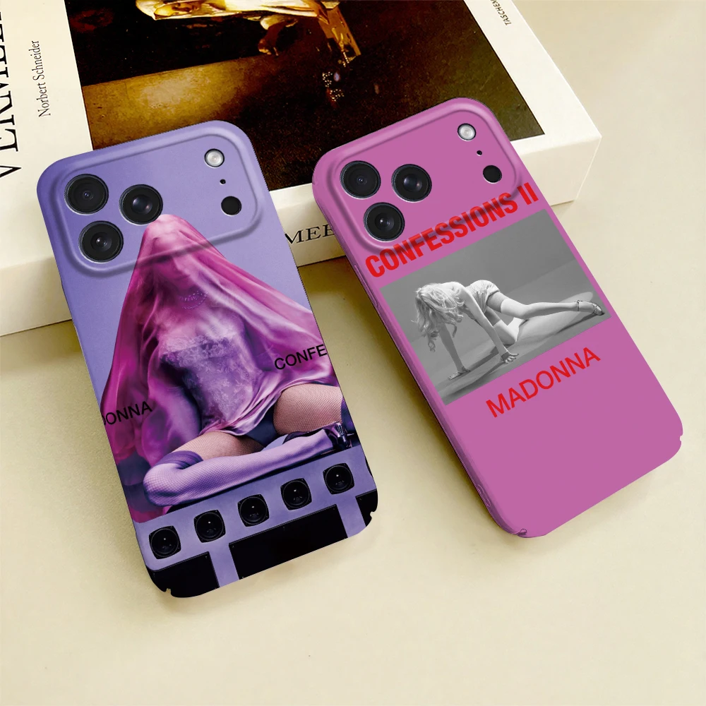 Coque de téléphone pour iPhone 17 16 15 14 13 12 11 Plus Pro Max Mini, coque rigide brillante HD, film protecteur, M-Madonna Singer Confessions II