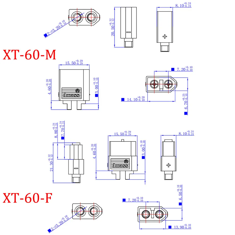 Kılıf konut ile 10 adet amasse fiş konnektörü XT60-T kadın/erkek rc lipo pil rc arabalar fpve için plug fiş