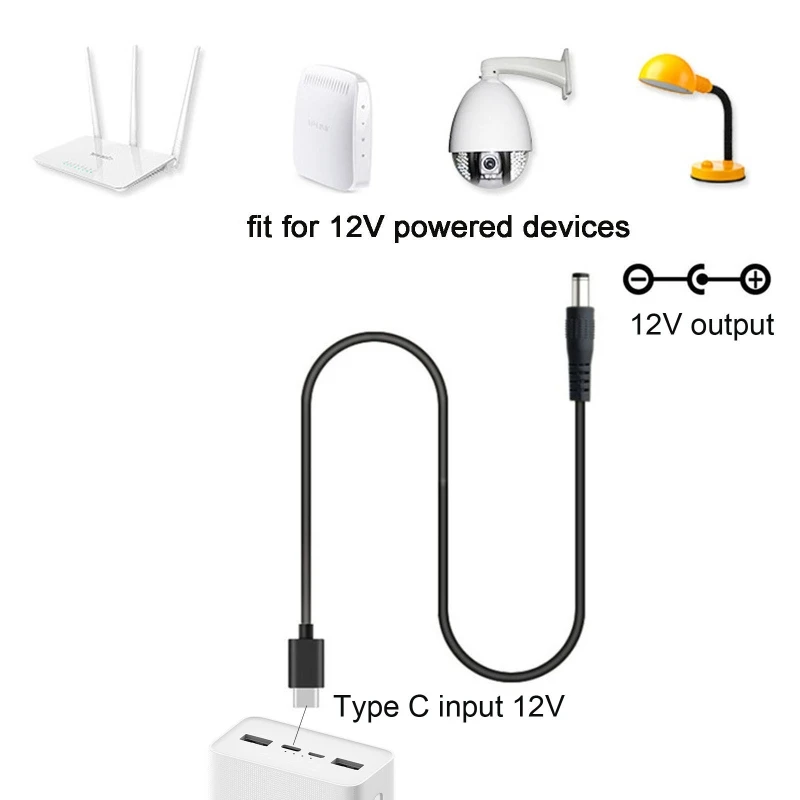 USB C Type C PD to 9V 12V 15V 20V 5.5x2.5mm Power Supply Cable for Wireless Router Laptop LED Strip Speaker CCTV Camera