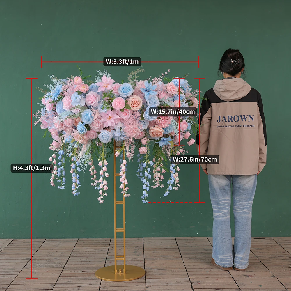 

Pink Blue Artificial Rose Peony Hanging Flower Arrangement for Event Decoration Floral Runner Wedding Table Centerpieces J2606