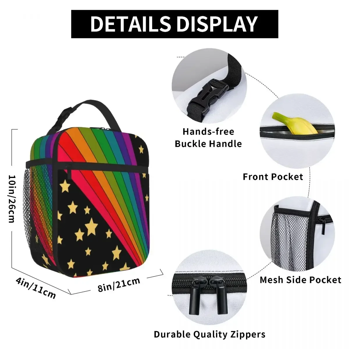 Hot Sale Stars And Rainbow Outdoor Rugged Thermal Food Carrier Urban Commute Adult Lunch Bag