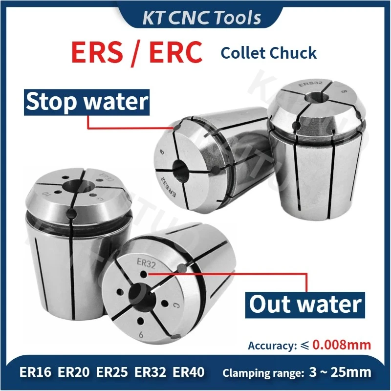 ERC/ERS16 ERC/ERS20 ERC/ERS25 ERC/ERS32 Water Out/Stop Collet 0.008mm ERS/ERC outlet water cooling Internal outflow chuck holder