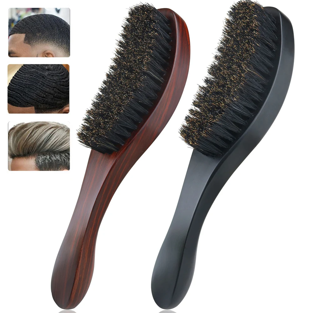 MAIZIUP Wood Handle Boar Bristle Cleaning Brush Hairdressing Men Beard Brush Anti Static Barber Hair Styling Comb Shaving Tools