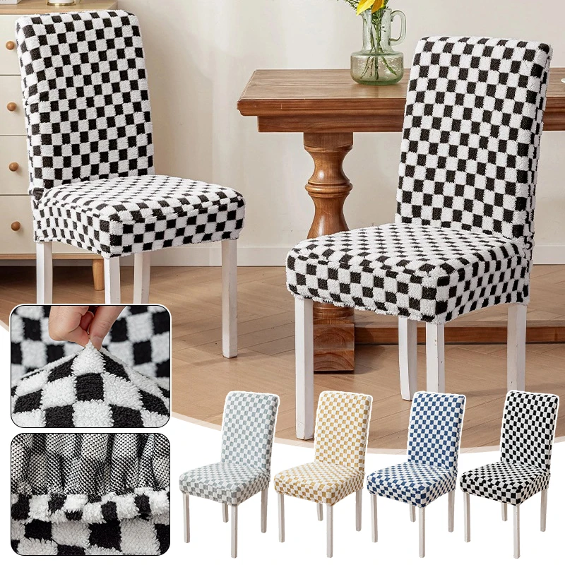 1 قطعة الشتاء الدافئة غرفة الطعام كرسي يغطي تنورة شبكة الجاكار سميكة أفخم تمتد ديكور المنزل كرسي أغطية العالمي