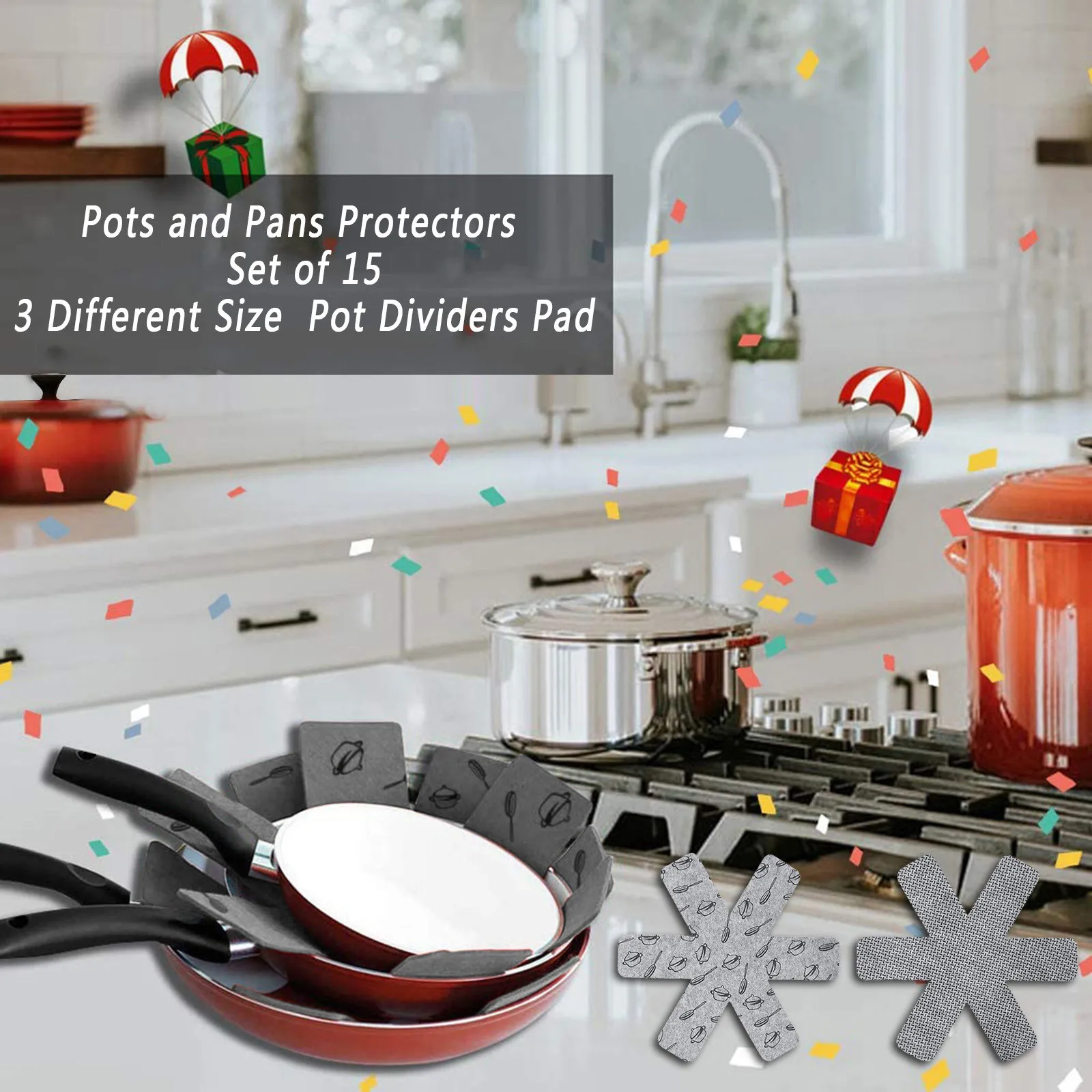 And Pot And Pans Pad Of Protectors 15 Dividers Pots 3 Size Different Set Tools & Home Improvement Cushion for Bedsore