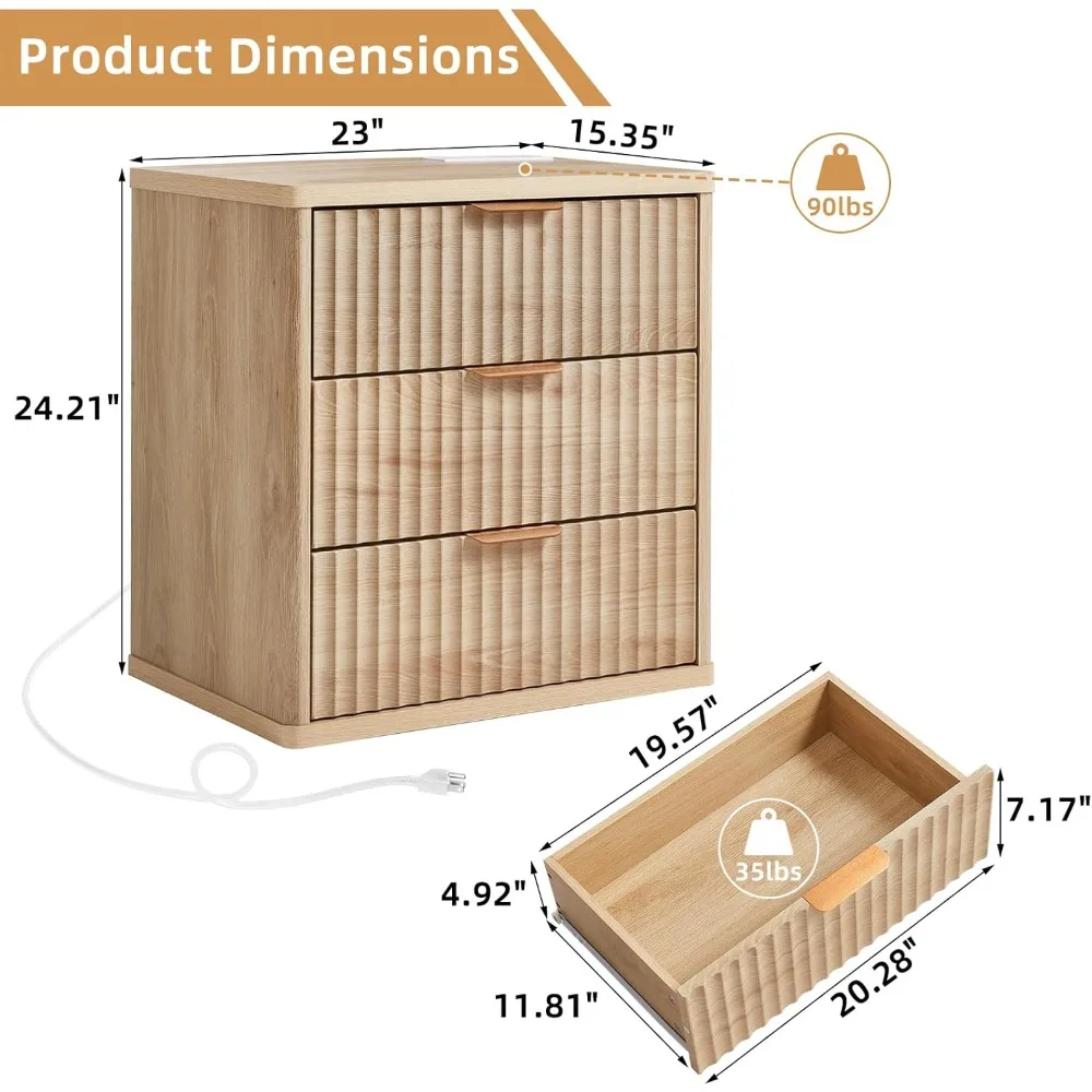 طاولات مزرعة مزدوجة واسعة مقاس 23 بوصة مع محطة شحن، و3 أدراج، ومقابض معدنية، ولمسة نهائية طبيعية