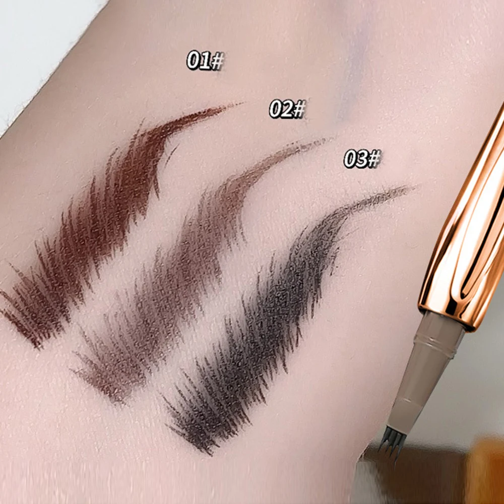 4 Forks 3D Wild Eyebrow Pencil Lasting Waterproof Eyebrow Pen Liquid Brown Gray Eyebrow Tattoo Pen Brow Styling Cosmetics