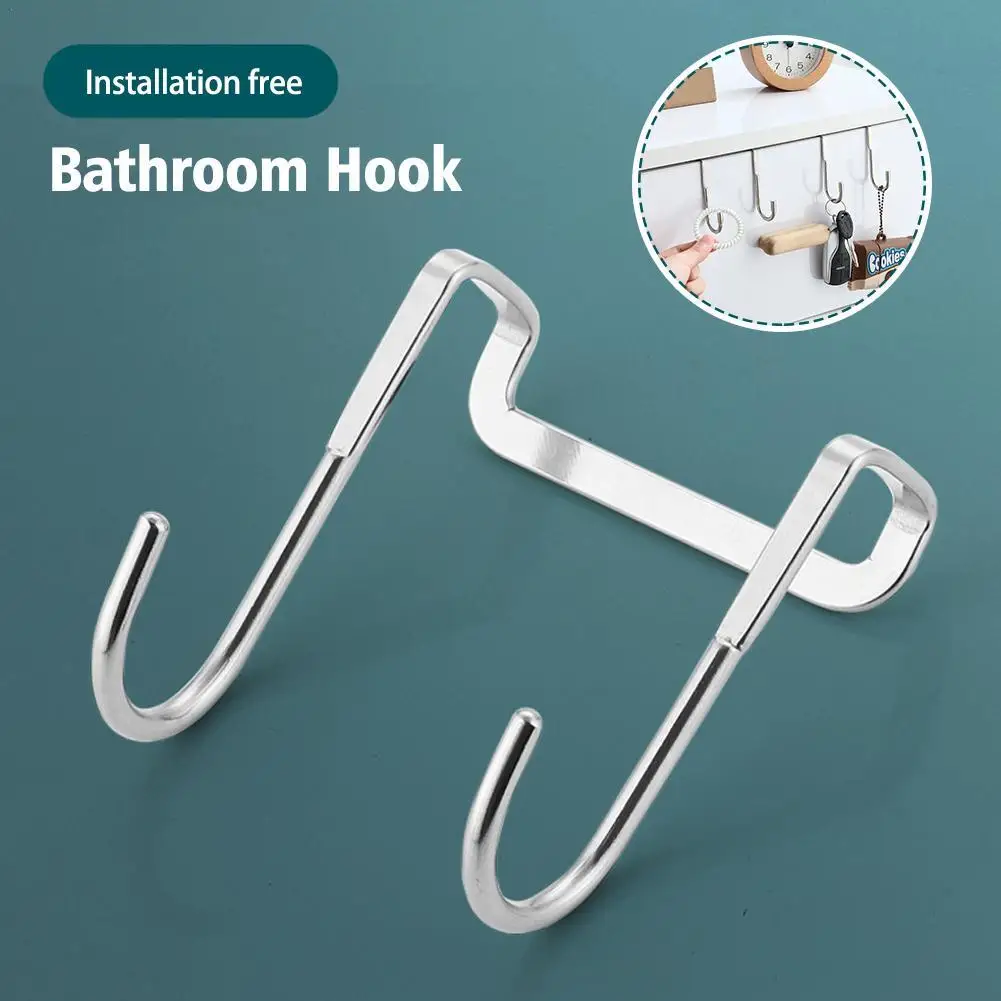 1/2/5pcs Heavy Duty Stainless Steel Over-the-Door Drawer Cabinet Hooks Double S-Shaped Holder For Kitchen Bathroom Accessories