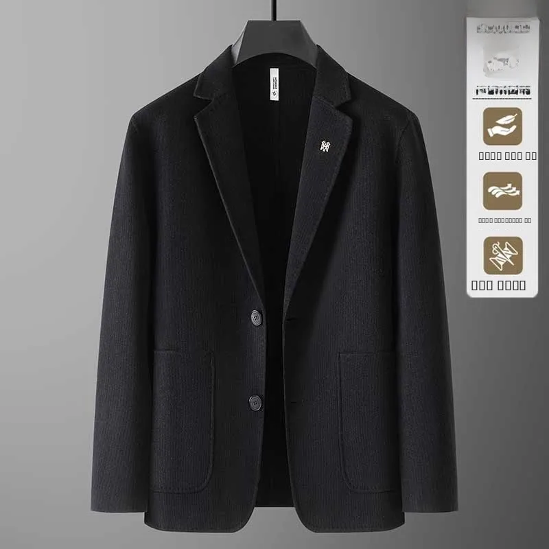 

Мужской двусторонний шерстяной пиджак больших размеров, повседневный, деловой, свободного кроя, очень большой, модный, городской, длинный пальто-свитер