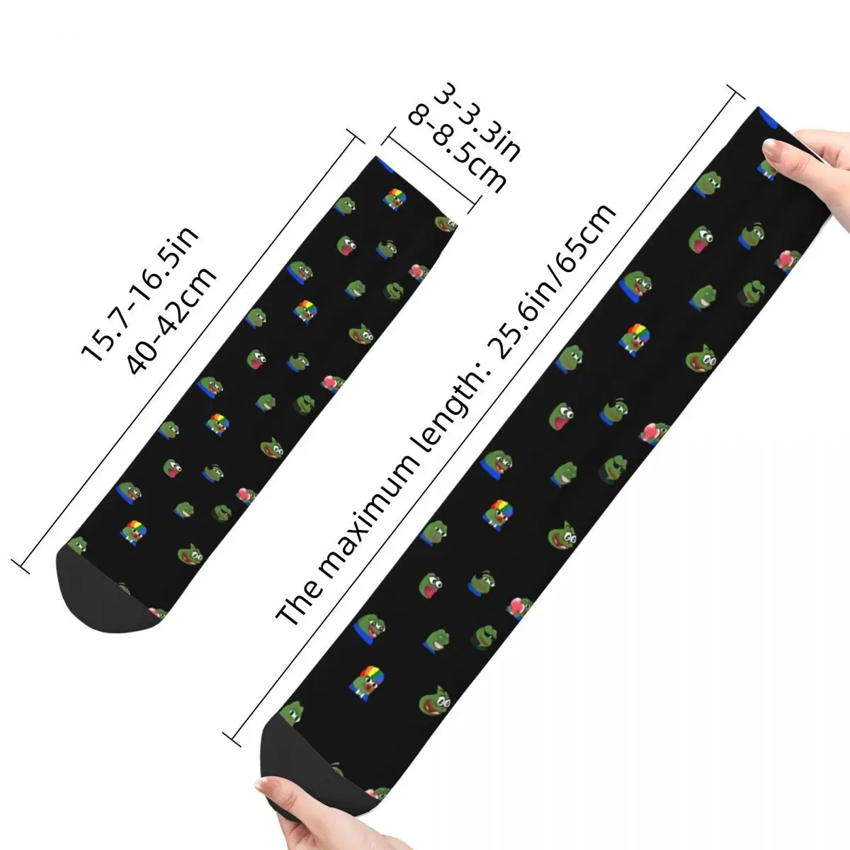 Funny Crazy Sock for Men Peepo Emote Harajuku Pepe The Frog Quality Pattern Printed Crew Sock Casual Gift