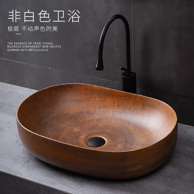 On-stage basin Balcony washbasin Single basin Ceramic art retro wash basin Home bathroom Washbasin