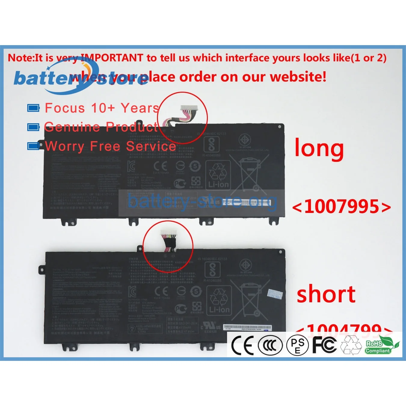 Genuine laptop batteries for B41N1711,0B200-02730100,B41Bn95,0B200-03050100,0B200-03050000,B41Bn9H,4ICP7/60/80,15.2V,4 cell