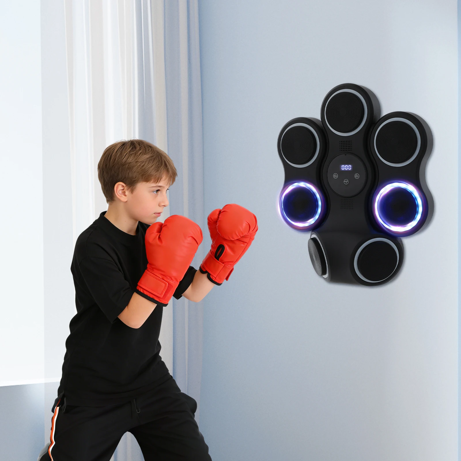 5W Interactive Punching Trainer, Wall Mounted Electronic Boxing Target with Lighting and Music, Smart Boxing Machine for Professional Boxers, Fitness People view 8