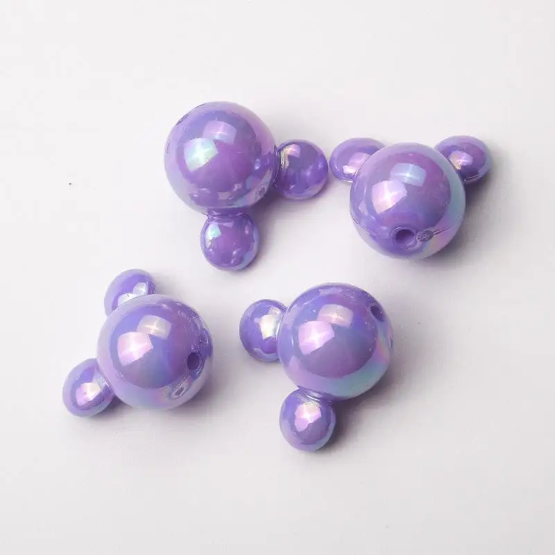 20pcs/Bag 16mm Cartoon Perforated AB Colorful Vertical Hole Mouse Head Acrylic Beads Bracelet Accessories DIY Handmade