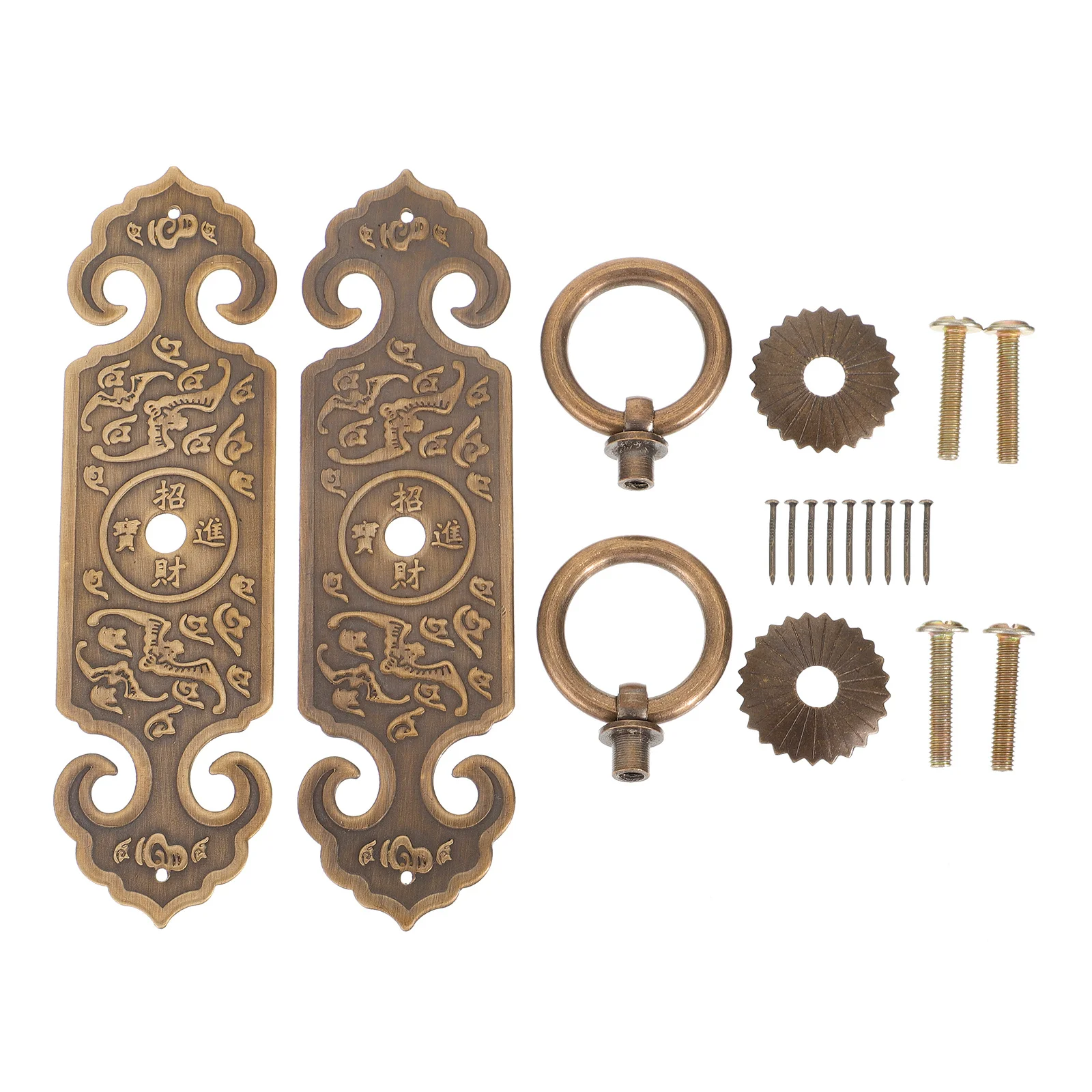 

2Pcs Style Brass Door Pull Handle for Wooden Furniture Cabinet Drawer Wardrobe Handle Vintage Chinese Style Replacement