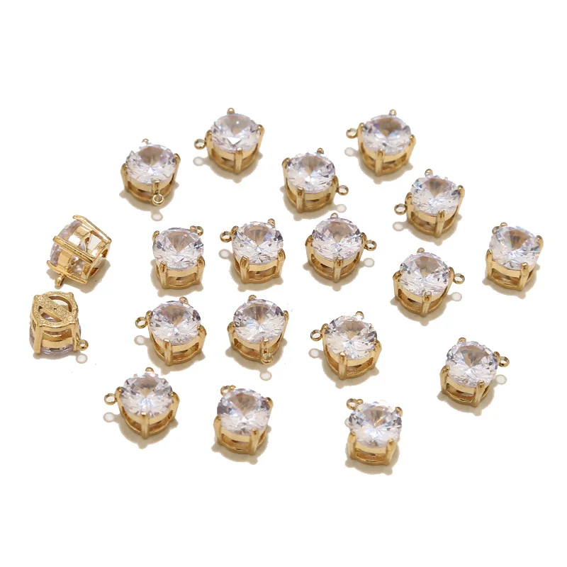 5pcs Stainless Steel 10mm Width Pendants Crystal Zircon Charms Accessories for DIY Jewelry Necklaces Making Findings