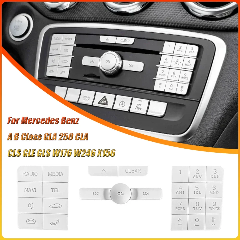 Autocollants décoratifs pour boutons multimédia CD de la console centrale de voiture, pour Mercedes Benz Classe A B GLA 250 CLA CLS GLE GLS W176 W246 X156