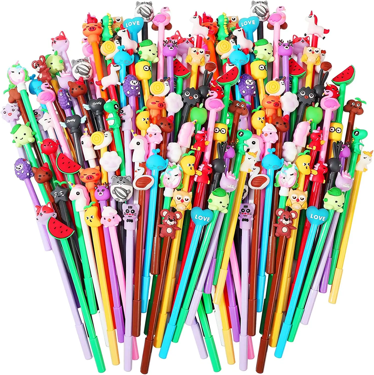 Cute Cartoon Gel Ink Pens Cartoon Animal Writing Pens 0.5 mm Novelty Black Gel Ink Pens Assorted Styles Fun Kawaii Pens for Kids