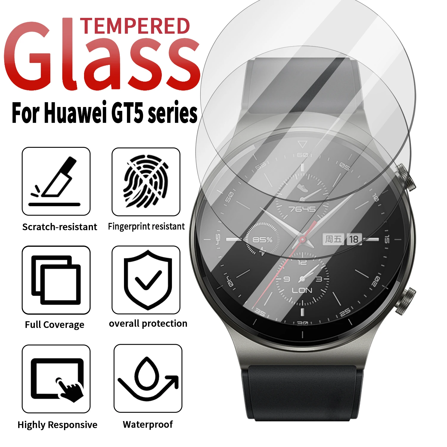 

GT5 Screen Protectors with Easy Install Kit for Huawei Watch GT 5 5Pro 41/42/46MM 9H Hardness Tempered Glass Films Cover