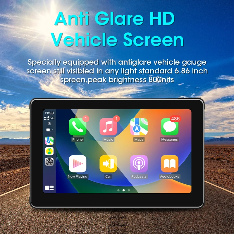 Jansite المحمولة 7 بوصة دراجة نارية الملاحة GPS Carplay أندرويد السيارات IPX7 مقاوم للماء المزدوج BT IPS شاشة تعمل باللمس AirPlay AutoLink