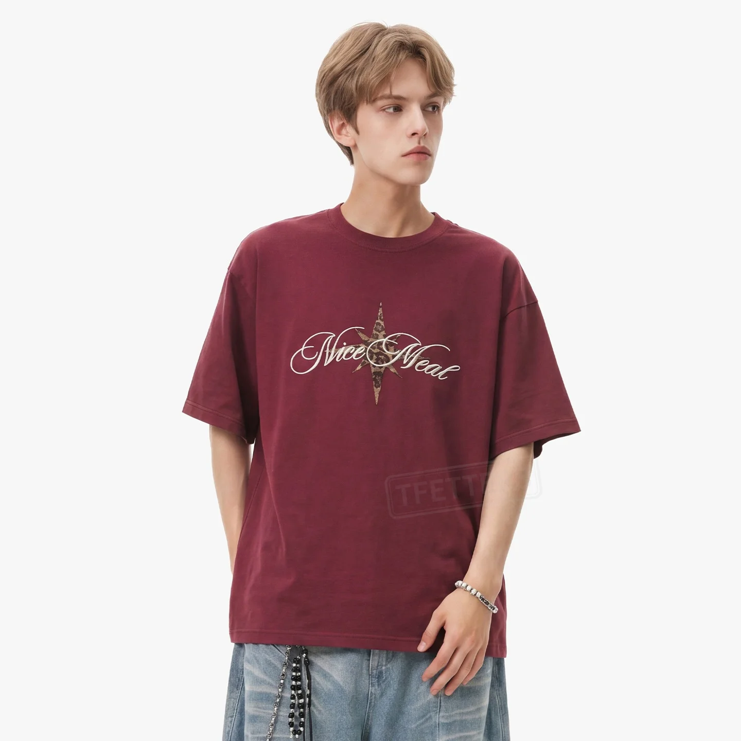 TFETTERS 2026 Summer New Streetwear T-Shirt Men Loose Fit Short Sleeve Cotton Street Daily Wear Trendy Clothes Men Comfortable