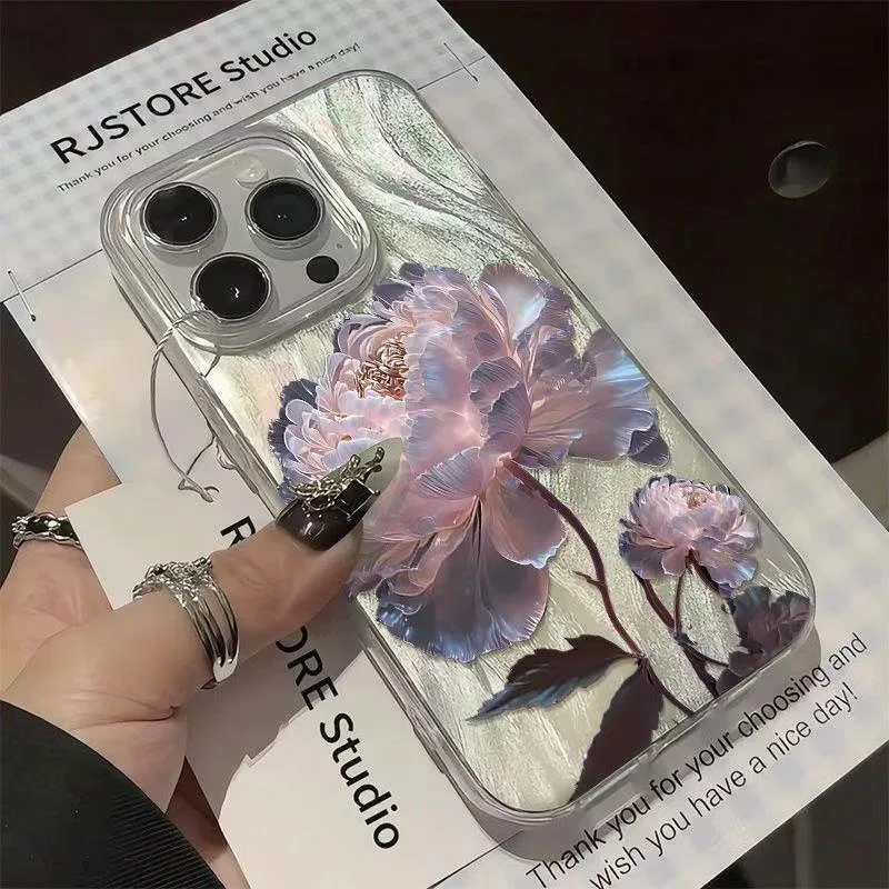 Pink Peony Lotus Pattern Phone Case for Samsung Galaxy S26 S25 FE A55 A54 A35 A15 A14 A34 A16 A52 S24 Ultra S23 S22 Plus Cover