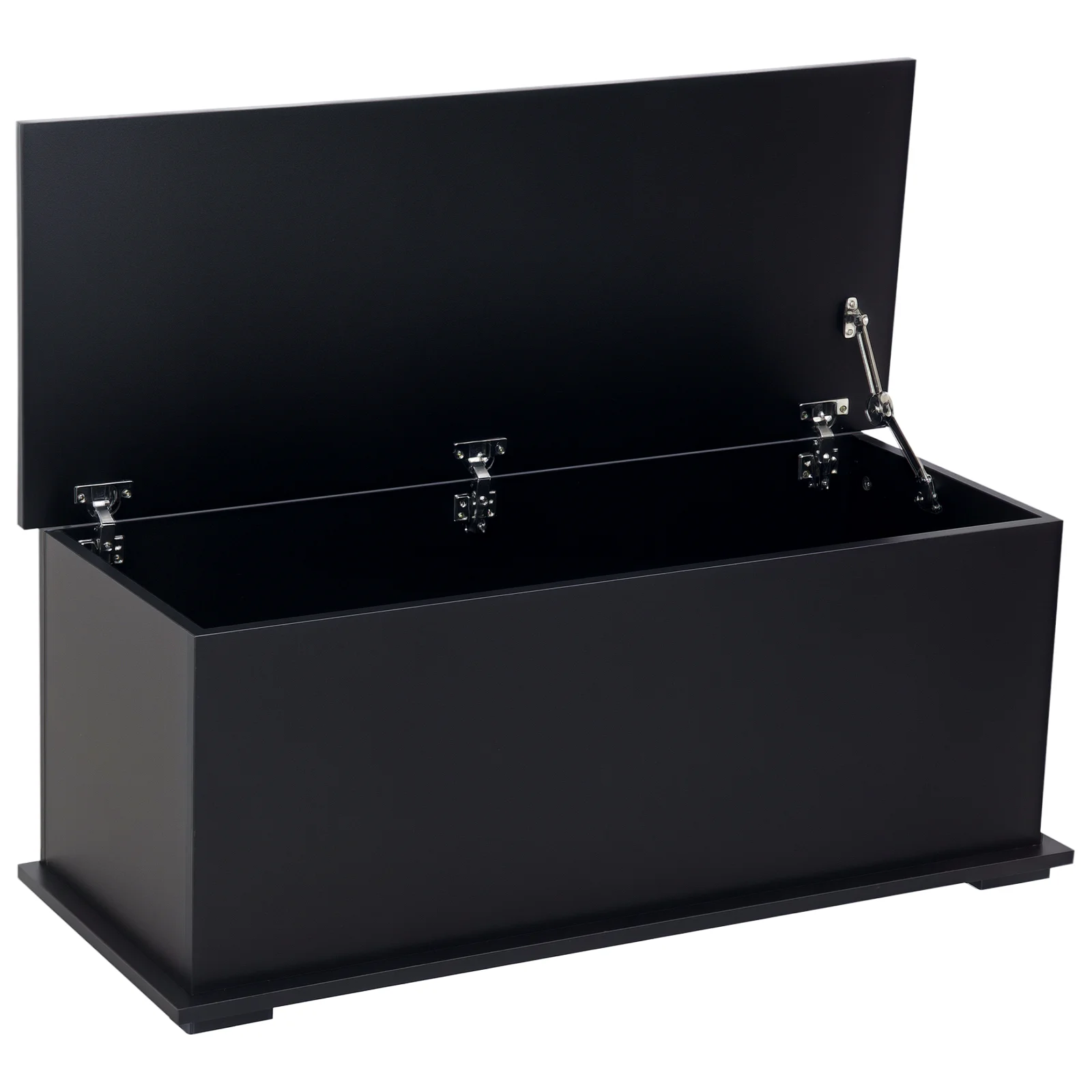 Baule Portaoggetti Homcom, Contenitore per Giocattoli di Grande Capacità, in Legno con Cerniere e Chiusura, 100 x 40 x 40 cm, Nero
