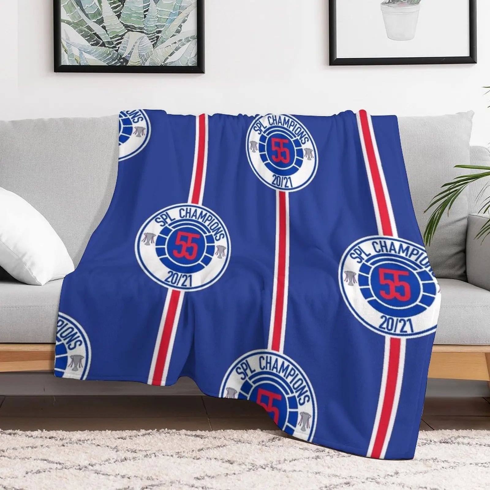 Rangers Fc Champions Mock Badge design Throw Blanket Sofas Plaid Blankets