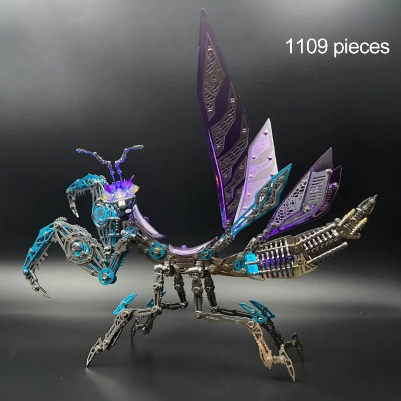 DIY Punk 3D Metal Puzzle Mech Gear Mechanical Assembly Luminous Insect Mantis Model Kit Personalized Gift Toy