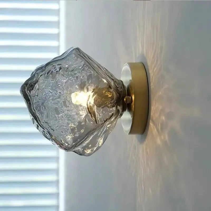Lava Glass Ice Block Wall Lamp Nordic Bedroom Bedside Lamp Creative Light Luxury Background Wall Corridor Lamp Mirror Headlight