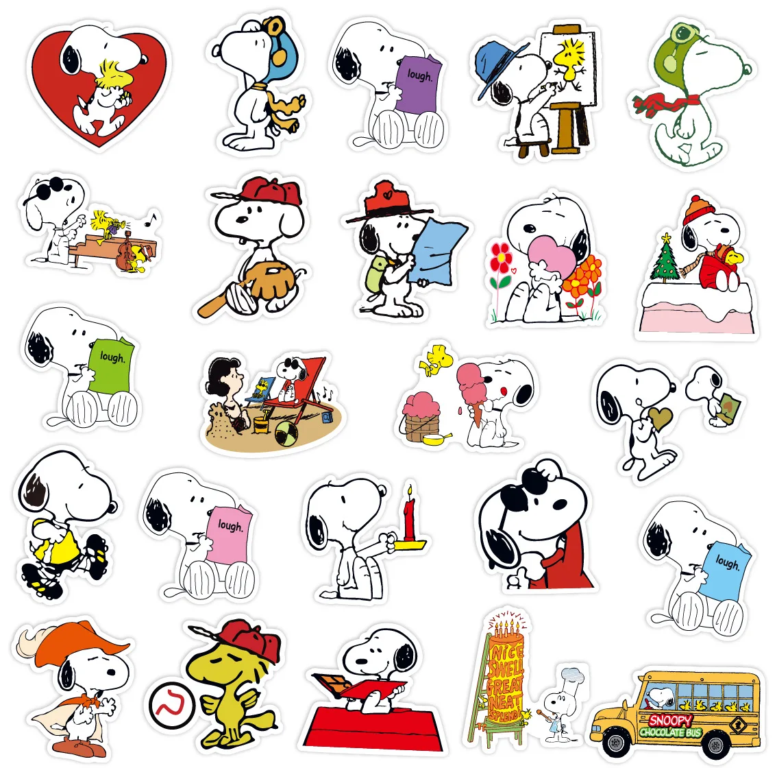 Classic Snoopy Sticker Cute Cartoon 50pcs Laptop Bottle Computer Kawaii Anime Puppy Waterproof Sticker Stationery Kids Gift Toys