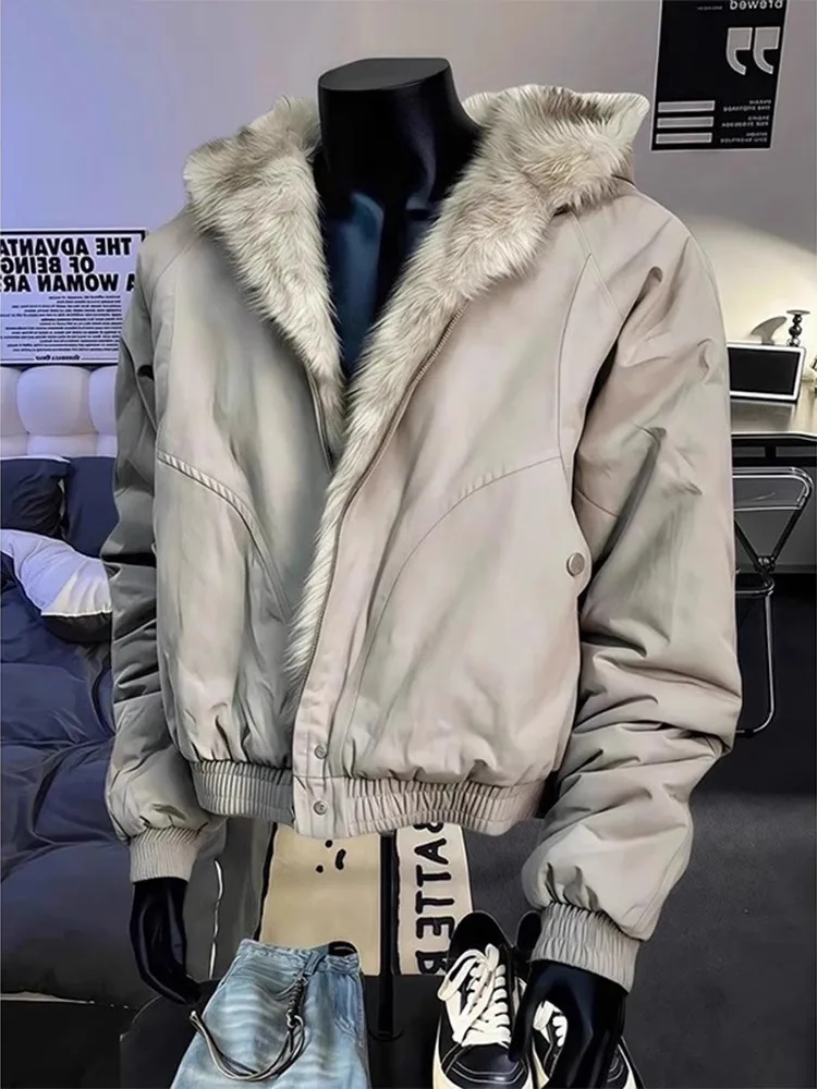 

American Sle ort Quilted Jaet Men's Autumn Winter Cleanfit Deconstructed Silhouette Workwear Coat Cotton Fce Lined