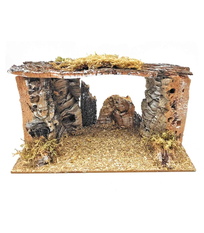 Tradineur - Cueva para figuras de nacimiento de 8-12 cm, corcho, pesebre para belén navideño 15 x 26,6 x 14 cm,figura decorativ