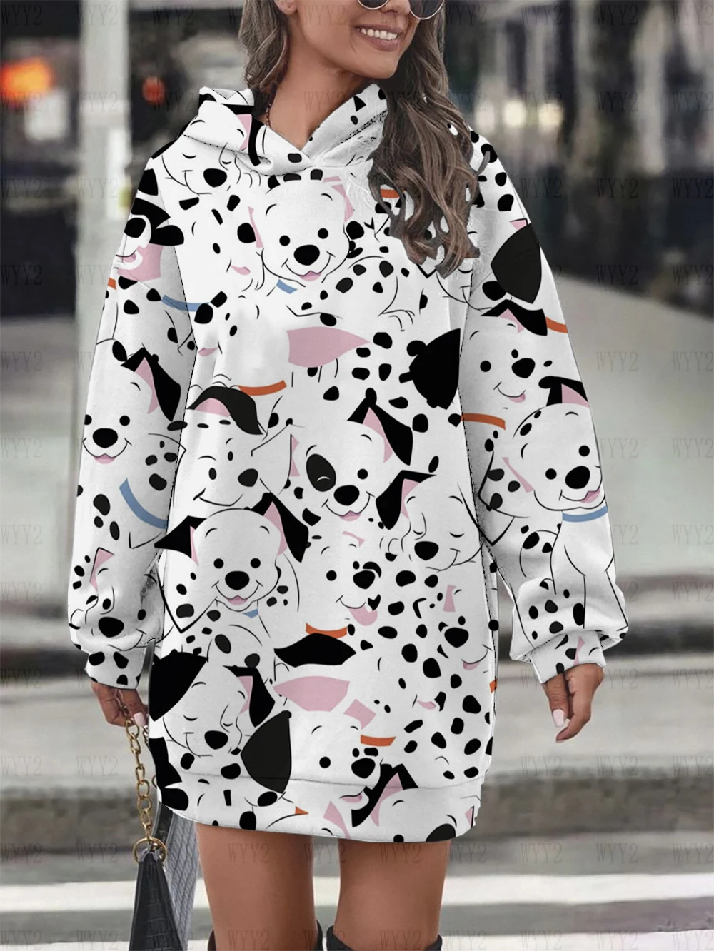 New Disney Dalmatians Hoodie Dress Sweater Fashion Disney Dress Sweatshirt Dress 3d Allover Printing Women\'s Hoodie