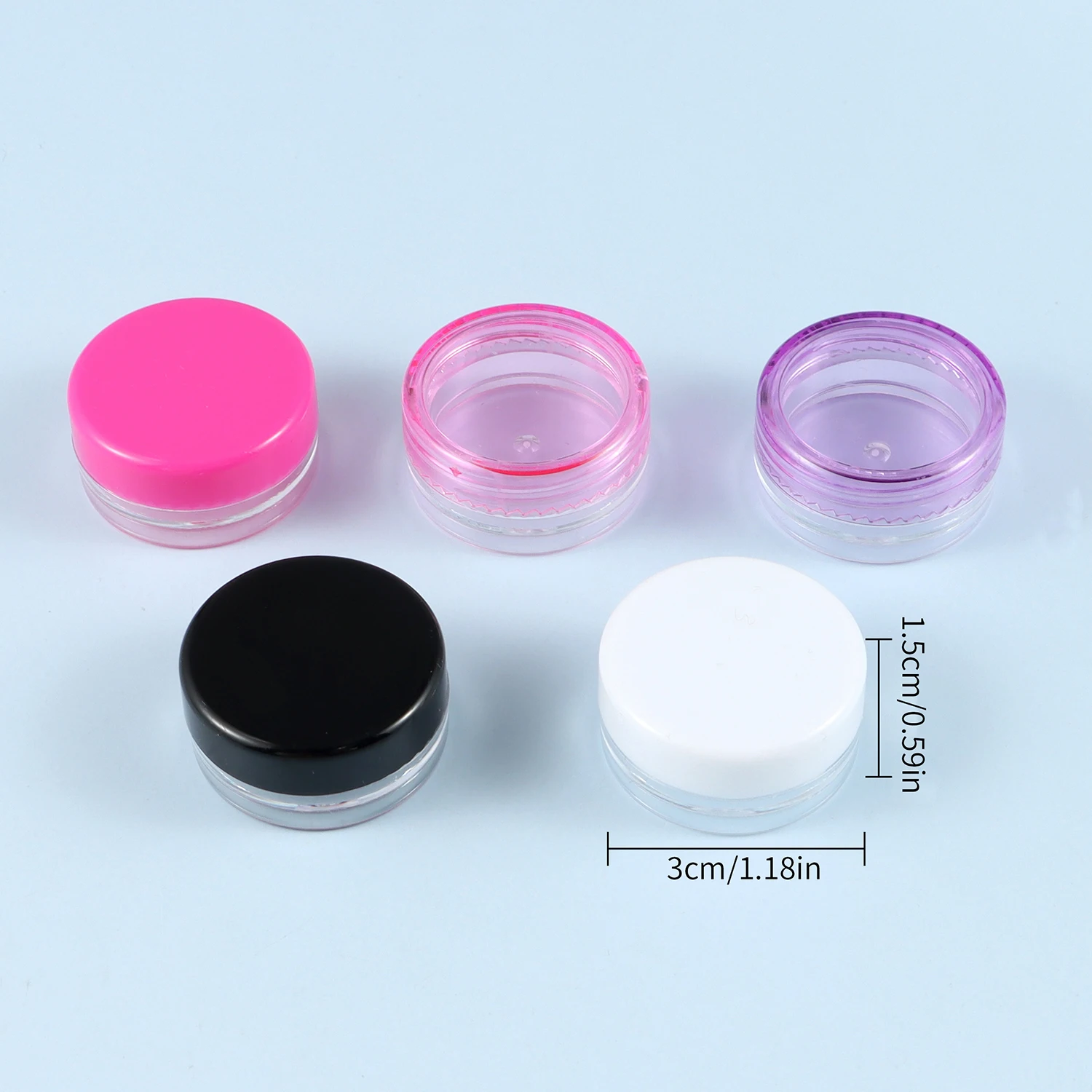 10Pcs 3g Colorful Plastic Empty Boxes Round Small Container Bottle Cosmetic Travel Pot Jars Rhinestones Gems Jewelry Storage Box