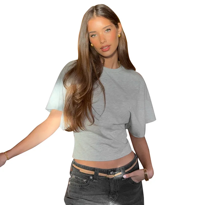 Sweet And Spicy ort Sve T-Shirt Damen Casual Baumwolle rund Ne Pullover Top ex Frühling Sommer Faion Sle