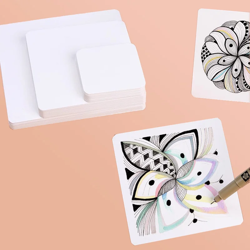 

60pcs Wood Pulp Drawing Paper Thickened 300gsm Water Absorption Easy To Color for Watercolor Gouache Marker Painting Graffiti