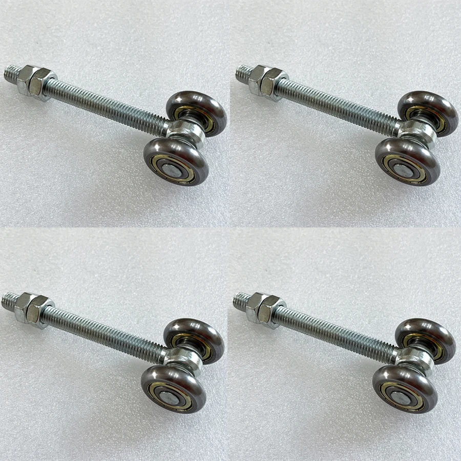 4PCS Heavy Sliding Door Rollers Industrial Orbital M12 Screw Dual Bearing Wheels Assembly Line Hanging Pulleys Loading 100KG/PCS