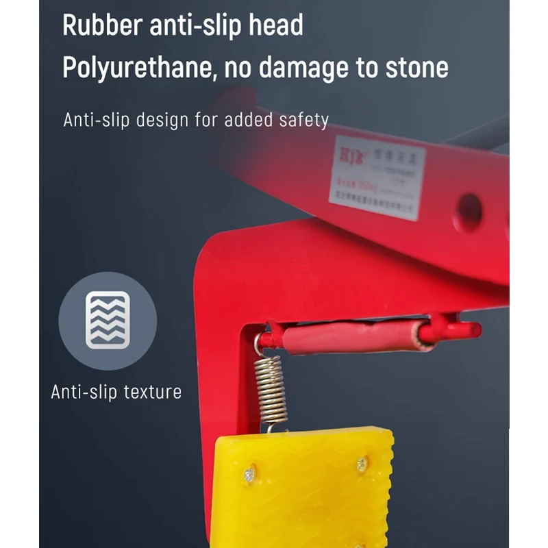 Zwaar uitgevoerde steenhefklem Verstelbare kaakbreedte Met rubber gevoerde stoeprandstenen Marmeren lifter met antislip rubberen bescherming