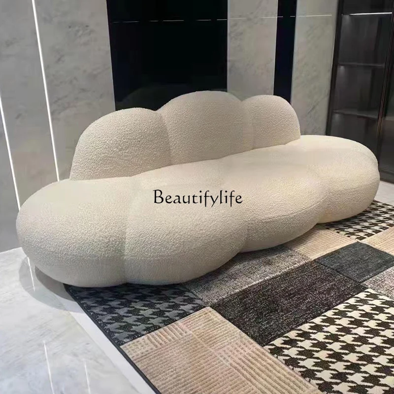 Nordic Cloud Sofa Lambswool Arc Hotel Beauty Salon B & B Flocking Shaped