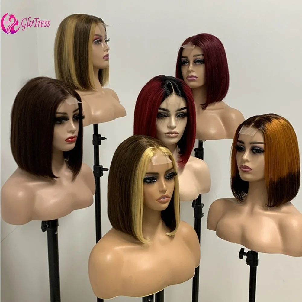Hochwertige 12A 2*6 Kim Closure Bob Perücken, Schauspielerkopfbedeckung, brasilianisches Echthaar Remy, 8-12 Zoll, 180% Dichte, natürliche Farbe – Detail 1