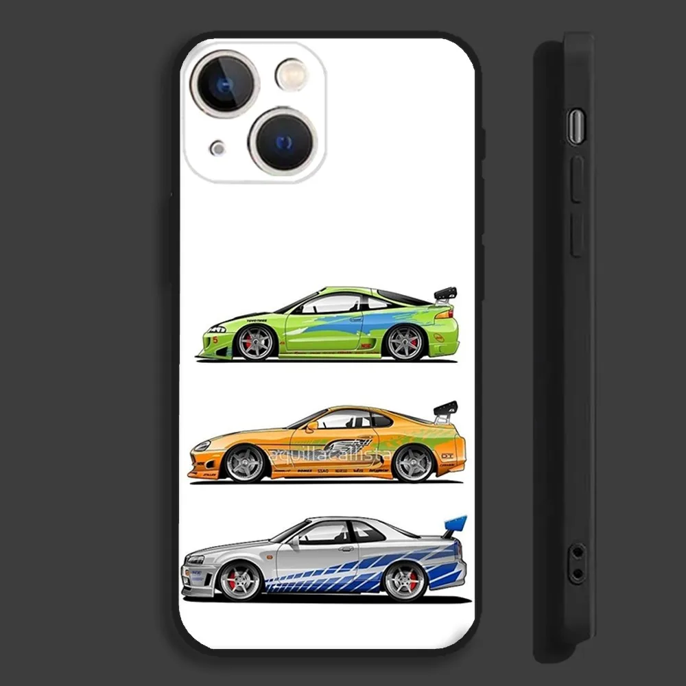 Cars of F-Fast and F-Furious Phone Case For iPhone 16,15,14,13,12,11,Pro,Max,Plus,Mini,X,XS,XR,8,7,6,S,SE Soft Black Case